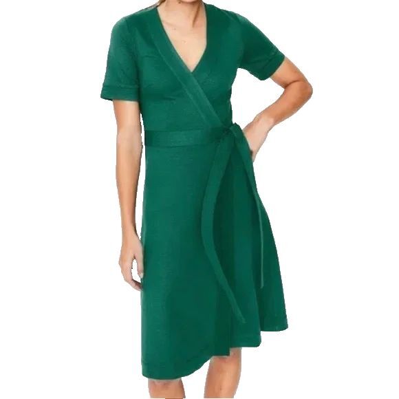 Boden Dresses & Skirts - Boden Mira Women’s Ponte Knit Green True Wrap Dress size 12US/16UK NWOT Holidays